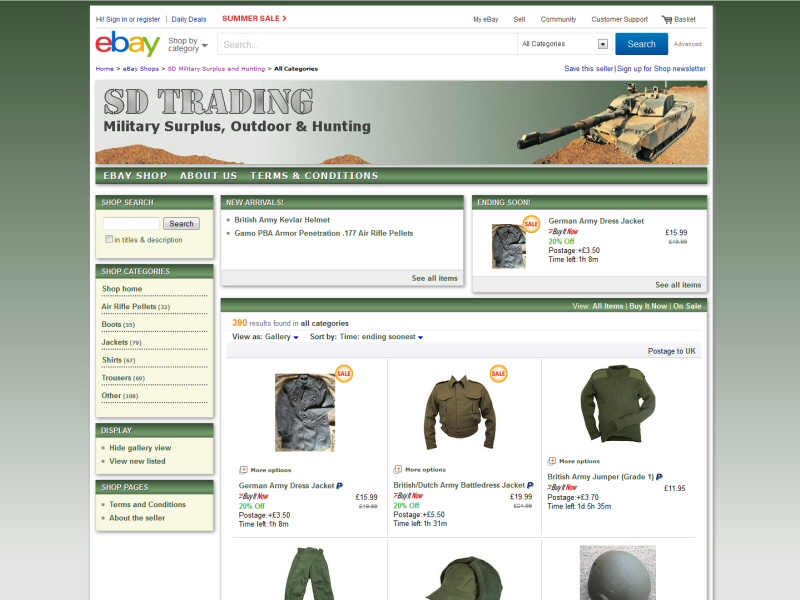 SD Trading (eBay Shop) Website, © EasierThan Website Design