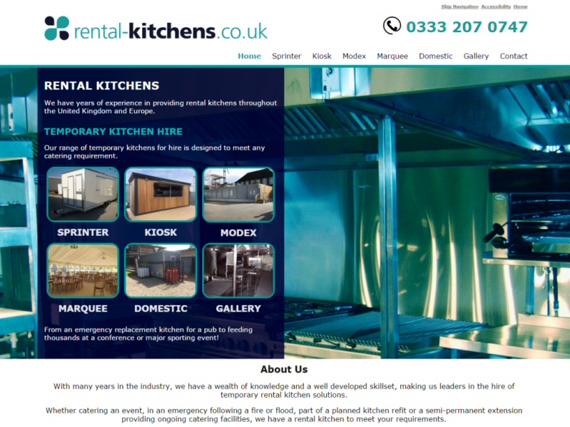 Mobile friendly website created for a national rental kitchens company