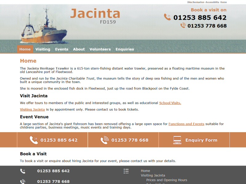 Jacinta Heritage Trawler Website, © EasierThan Website Design
