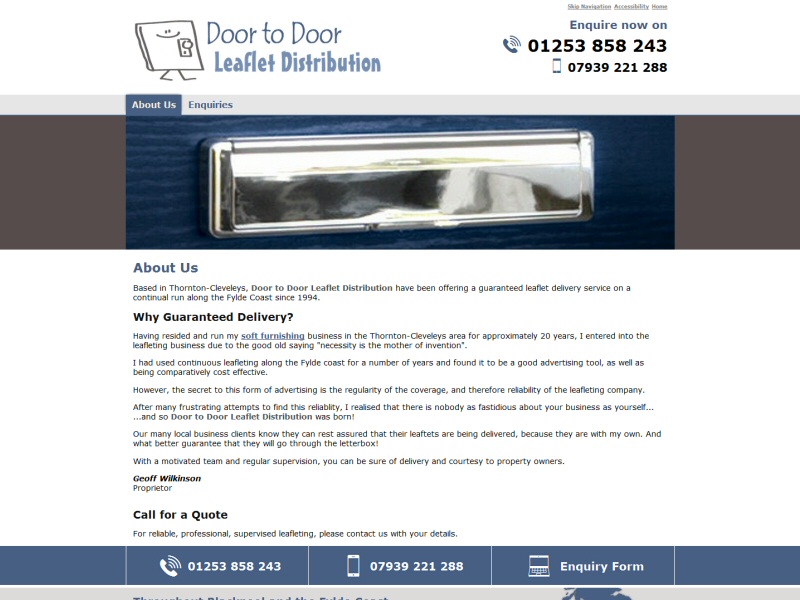 Door to Door Leaflet Distribution Website, © EasierThan Website Design