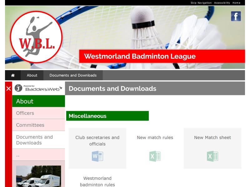 Westmorland Badminton League Website, © EasierThan Website Design