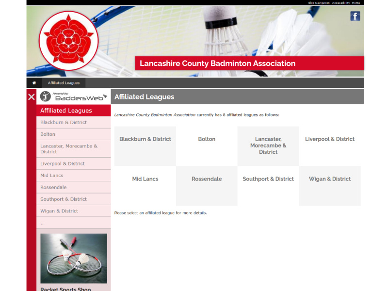 Lancashire County Badminton Association Website, © EasierThan Website Design