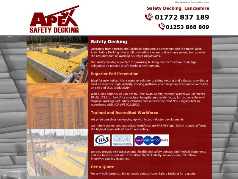 Apex Safety Decking Website, © EasierThan Website Design