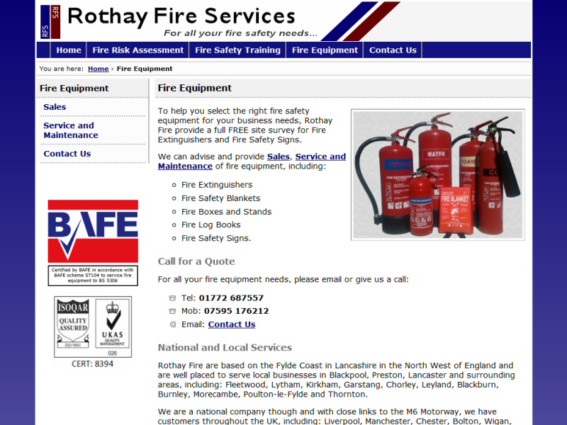 Rothay Fire Services Website, © EasierThan Website Design