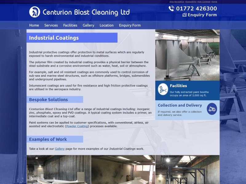 Centurion Blast Cleaning Ltd Website, © EasierThan Website Design