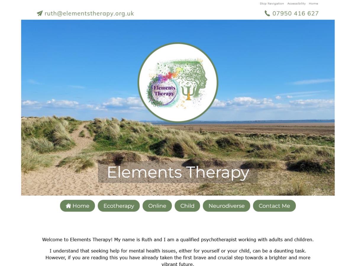 Elements Therapy Website, © EasierThan Website Design