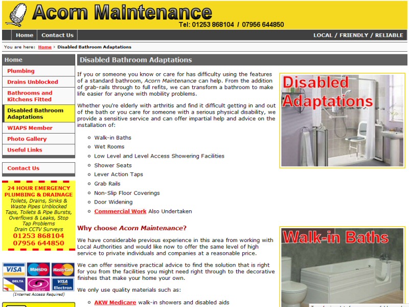 Acorn Maintenance Website, © EasierThan Website Design