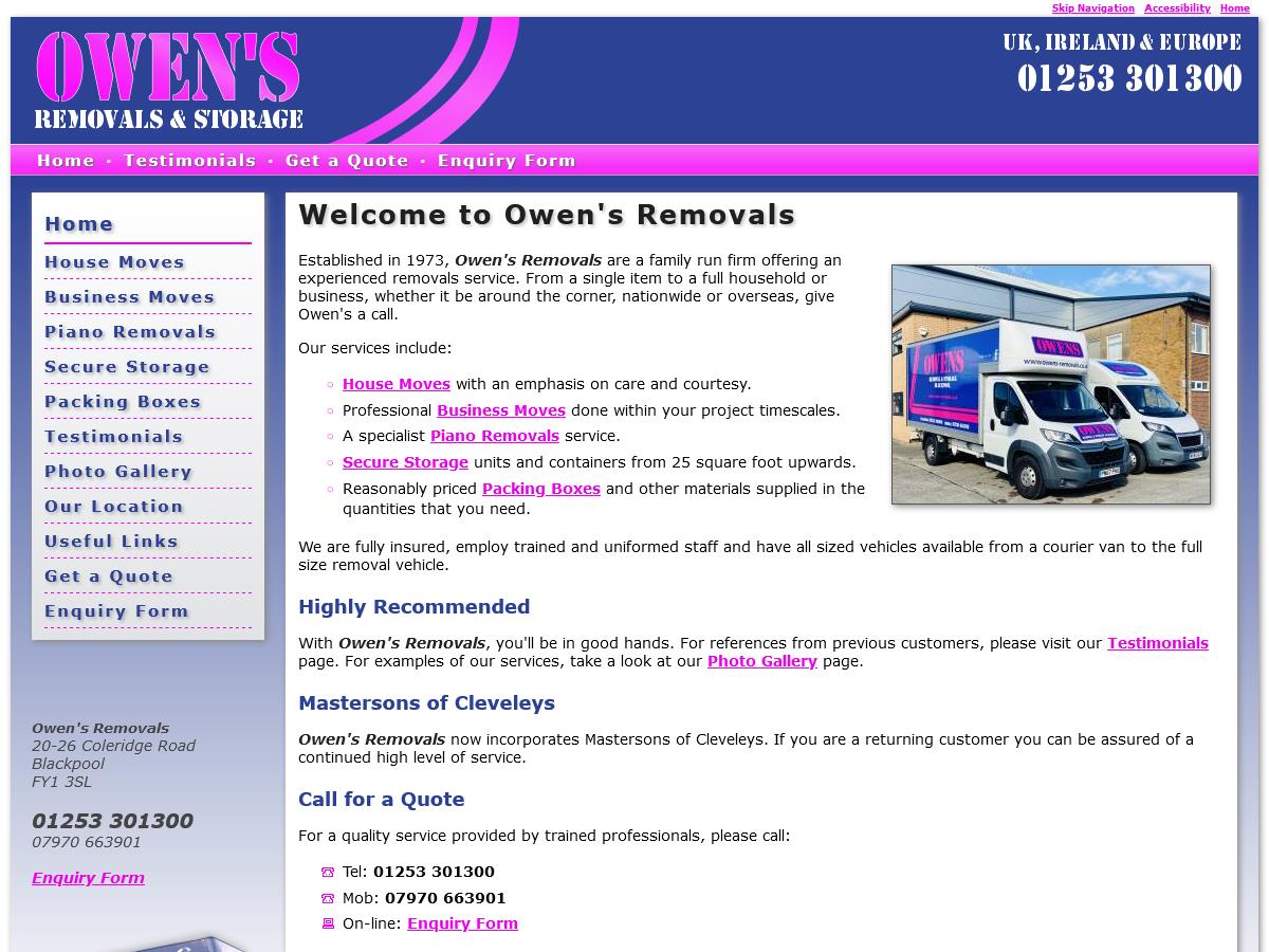 Link - Testimonial, Owen's Removals Ltd, Blackpool