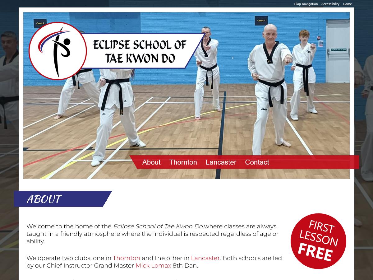 Eclipse Tae Kwon Do (Thornton-Cleveleys, Lancaster) - Website for a long running martial arts school to encourage new recruits. - EasierThan Website Design, © 2026